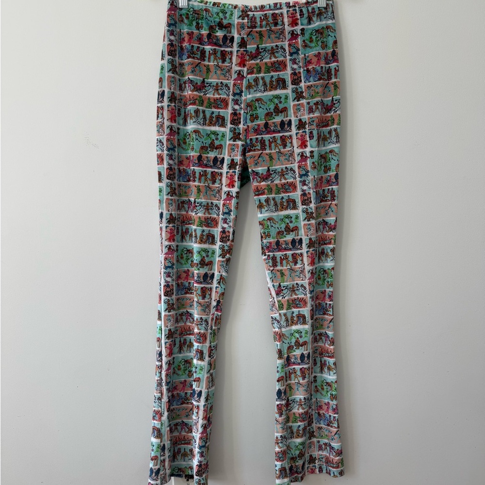 Fashion Brand Company Multicolor Cartoon Print Stretch Pants